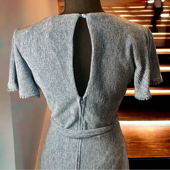 City Studio Estilo Faux Wrap Tiered Ruffle Dress Keyhole Back NWOT Blue Size 3 - Picture 8 of 13